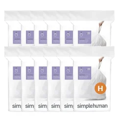 simplehuman® Custom Fit Can Liners, H, 0.3 mil, 30-35L/8-9G, White, Pack Of 240