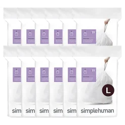 simplehuman Custom-Fit Trash Can Liners, Code L, 0.25-mil, 4.76 Gallons, 20