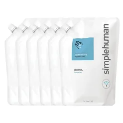 simplehuman Moisturizing Liquid Hand Soap, Unscented, 34 Oz, Carton Of 6 Pouches