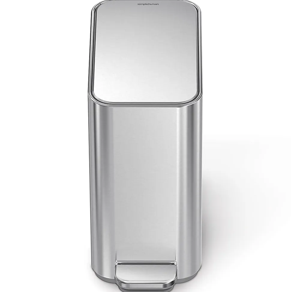 simplehuman Profile Slim Step Trash Can, 1.3 Gallon, 12.2"H x 12.6"D x 6.2"W, Brushed Stainless Steel