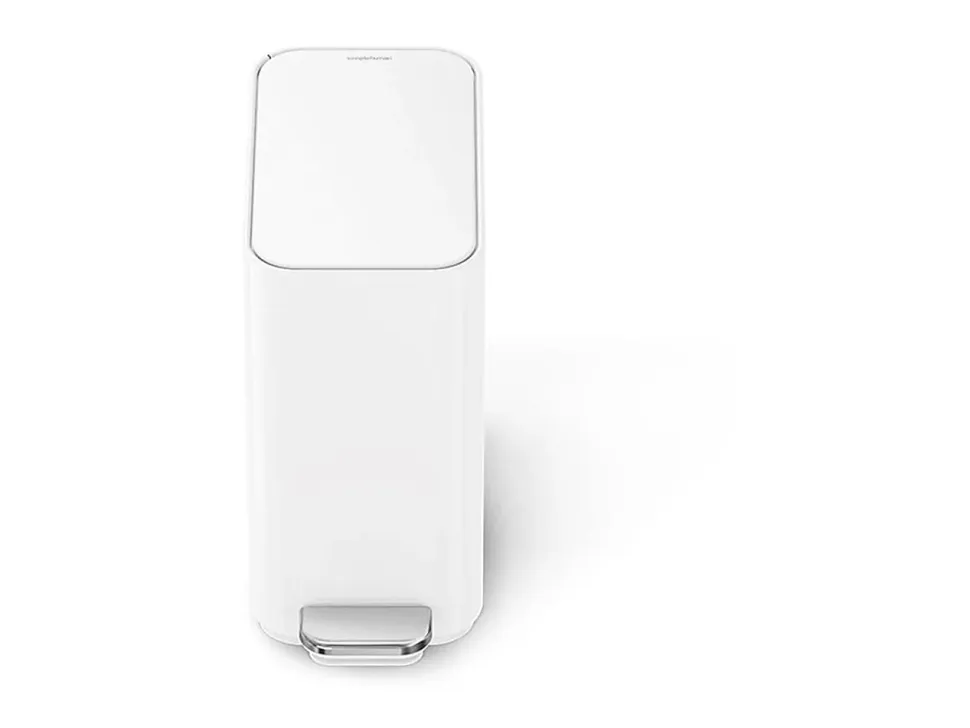 simplehuman Profile Slim Step Trash Can, 1.3 Gallon, 12.2"H x 12.6"D x 6.2"W, White Steel