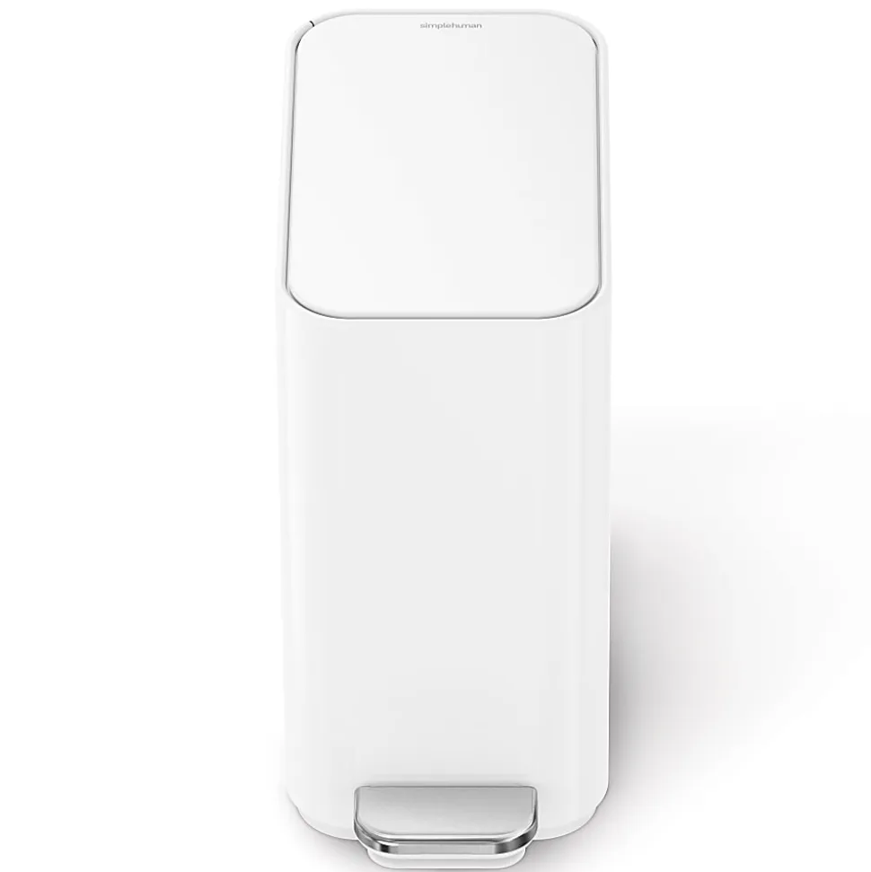 simplehuman Profile Slim Step Trash Can, 1.3 Gallon, 12.2"H x 12.6"D x 6.2"W, White Steel