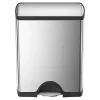 simplehuman® Rectangular Dual-Compartment Step Recycler Trash Can, 12.15 Gallons, Brushed Stainless Steel