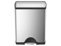 simplehuman® Rectangular Dual-Compartment Step Recycler Trash Can, 12.15 Gallons, Brushed Stainless Steel