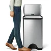 simplehuman® Rectangular Metal Step Trash Can, 10 Gallons, 25-3/4"H x 15-12/16"H x 12-1/2"D, Brushed Stainless Steel