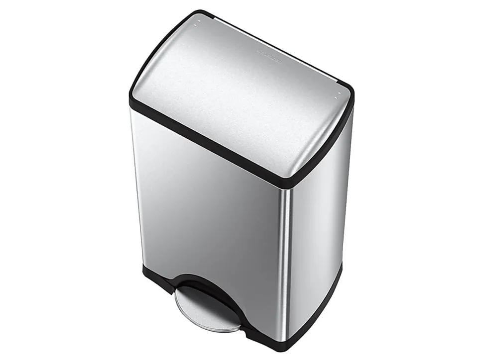 simplehuman® Rectangular Metal Step Trash Can, 10 Gallons, 25-3/4"H x 15-12/16"H x 12-1/2"D, Brushed Stainless Steel