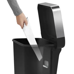 simplehuman Rectangular Step Can With Liner Pocket, 12 Gallons, Black Plastic