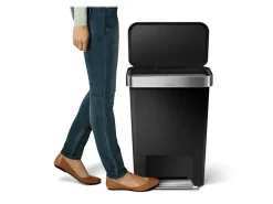 simplehuman Rectangular Step Can With Liner Pocket, 12 Gallons, Black Plastic