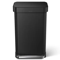 simplehuman Rectangular Step Can With Liner Pocket, 12 Gallons, Matte Black Steel