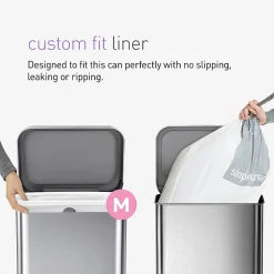 simplehuman Rectangular Step Can With Liner Pocket, 12 Gallons, Matte Black Steel