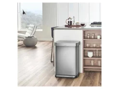 simplehuman Rectangular Step Can With Liner Pocket, 14.5 Gallons, Brushed Stainless Steel
