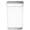 simplehuman Rectangular Step Can With Liner Pocket, 12 Gallons, White Steel