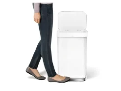 simplehuman Rectangular Step Can With Liner Pocket, 12 Gallons, Stainless Steel with Grey Plastic Lid