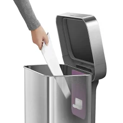 simplehuman Rectangular Step Can With Liner Pocket, 12 Gallons, Stainless Steel with Grey Plastic Lid