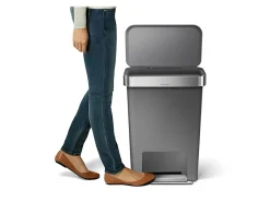 simplehuman Rectangular Step Can With Liner Pocket, 12 Gallons, Gray Plastic