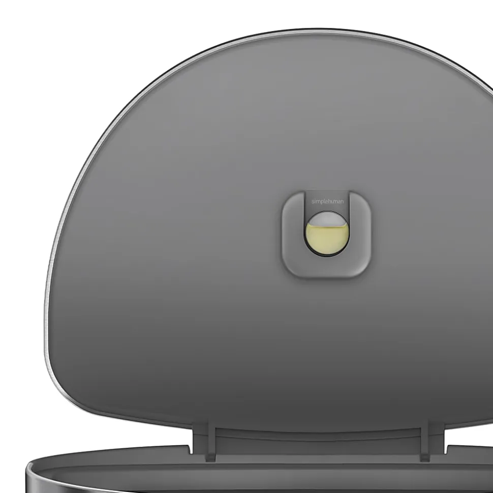 simplehuman Semi-Round Liner Rim Step Trash Can, 12 Gallons, Brushed Stainless Steel