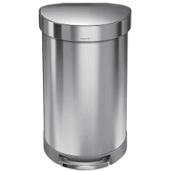 simplehuman Semi-Round Liner Rim Step Trash Can, 12 Gallons, Brushed Stainless Steel