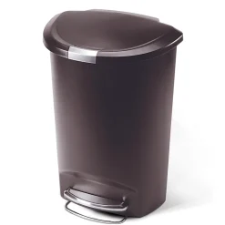 simplehuman Semi-Round Plastic Step Trash Can, 13.2 Gallons, Mocha