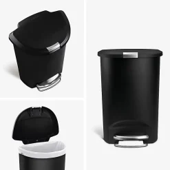 simplehuman® Semi-Round Plastic Step Trash Can, 13 Gallons, 26-1/4
