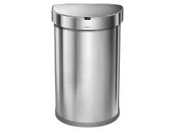 simplehuman® Semi-Round Sensor Stainless-Steel Trash Can With Liner Pocket, 12 Gallons, 25-1/4