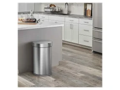simplehuman® Semi-Round Sensor Stainless-Steel Trash Can With Liner Pocket, 12 Gallons, 25-1/4