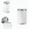 simplehuman Semi-Round Steel Step Trash Can, 1.6 Gallons, White With Stainless Steel Lid
