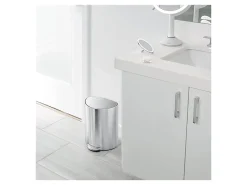 simplehuman Semi-Round Steel Step Trash Can, 1.6 Gallon, Brushed Stainless Steel, With Internal Liner Pocket