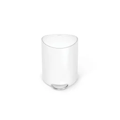 simplehuman Semi-Round Steel Step Trash Can, 1.6 Gallons, White Steel, With Internal Liner Pocket