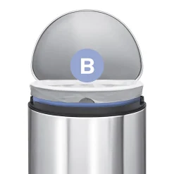simplehuman Semi-Round Steel Step Trash Can, 1.6 Gallons, White Steel, With Internal Liner Pocket
