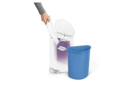simplehuman Semi-Round Steel Step Trash Can, 1.6 Gallons, White Steel, With Internal Liner Pocket