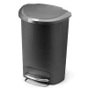 simplehuman Semi-Round Step Trash Can, 13 Gallons, Gray