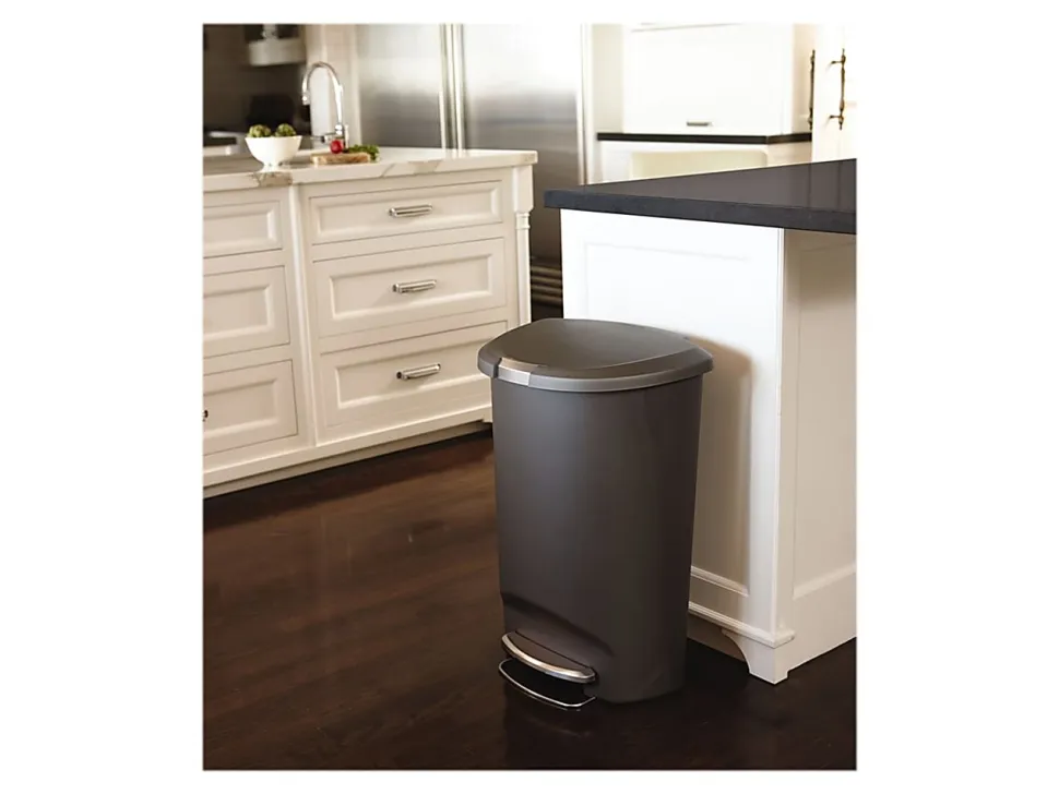 simplehuman Semi-Round Step Trash Can, 13 Gallons, Gray