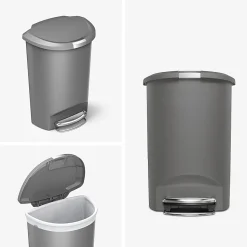 simplehuman Semi-Round Step Trash Can, 13 Gallons, Gray