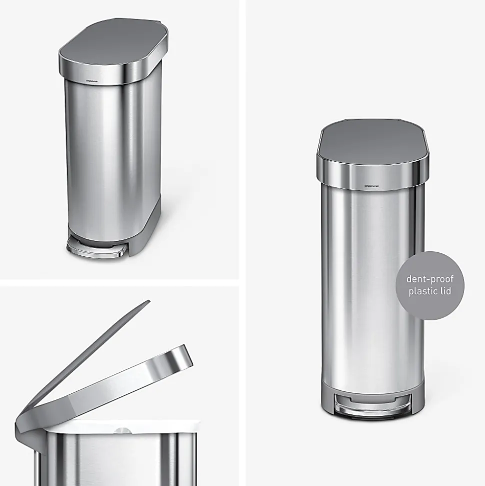 simplehuman Slim Liner Rim Step Trash Can, 12 Gallons, Brushed Stainless Steel