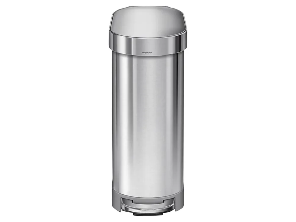 simplehuman Slim Liner Rim Step Trash Can, 12 Gallons, Brushed Stainless Steel