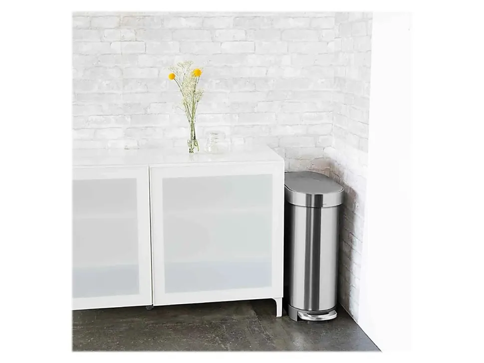 simplehuman Slim Liner Rim Step Trash Can, 12 Gallons, Brushed Stainless Steel