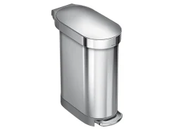 simplehuman Slim Liner Rim Step Trash Can, 12 Gallons, Brushed Stainless Steel