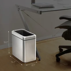 simplehuman Slim Open Top Mini Trash Can, 6.6 Gallons, 15.2