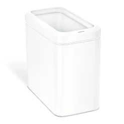 simplehuman Slim Open Top Mini Trash Can, 6.6 Gallons, 15.2"H x 8.7"W x 16.7"D, Rectangular, White Steel