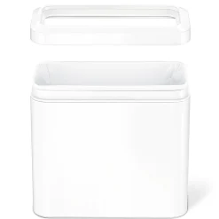 simplehuman Slim Open Top Mini Trash Can, 6.6 Gallons, 15.2"H x 8.7"W x 16.7"D, Rectangular, White Steel