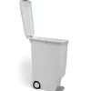 simplehuman Slim Plastic Step Trash Can, 25 1/4"H x 10 1/4"W x 19 5/16"D, 10.57 Gallons, White