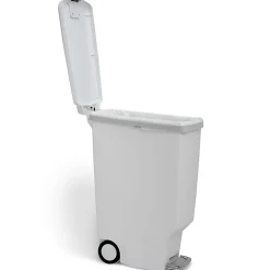 simplehuman Slim Plastic Step Trash Can, 25 1/4"H x 10 1/4"W x 19 5/16"D, 10.57 Gallons, White