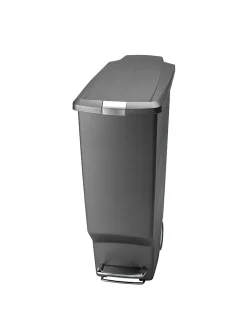 simplehuman Slim Plastic Step Trash Can, 10.57 Gallon, Gray