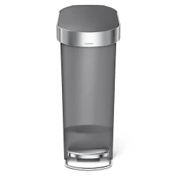 simplehuman Slim Plastic Step Trash Can, 10.5 Gallon, Gray