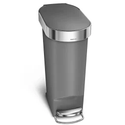 simplehuman Slim Plastic Step Trash Can, 10.5 Gallon, Gray