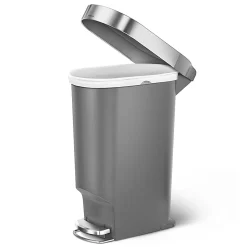 simplehuman Slim Plastic Step Trash Can, 10.5 Gallon, Gray