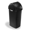 simplehuman® Square Swing-Lid Plastic Trash Can, 15 Gallons, 32-4/5"H x 13-1/2"W x 16-7/10"D, Black