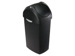 simplehuman® Square Swing-Lid Plastic Trash Can, 15 Gallons, 32-4/5