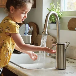simplehuman Touch-Free Rechargeable Sensor Liquid Soap and Hand Sanitizer Dispenser, 9 Oz, Brushed