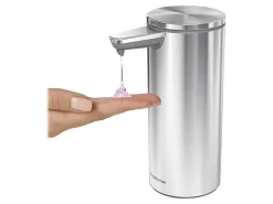 simplehuman Touch-Free Rechargeable Sensor Liquid Soap and Hand Sanitizer Dispenser, 9 Oz, Brushed